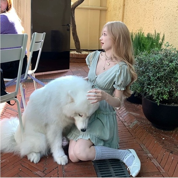 NEW Chic Sage Green Ruffle Mini Dress - Picture 2 of 10